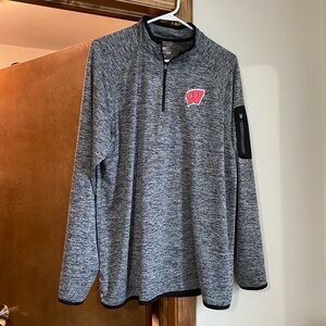 Gray Wisconsin Badger Men’s 1/4 zip pullover